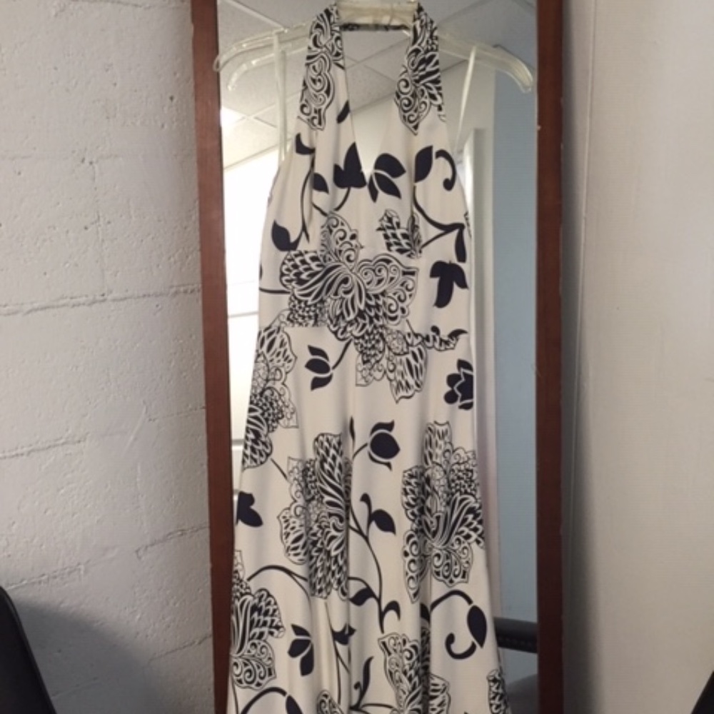New Ann Taylor Blue and White Floral Halter Dress